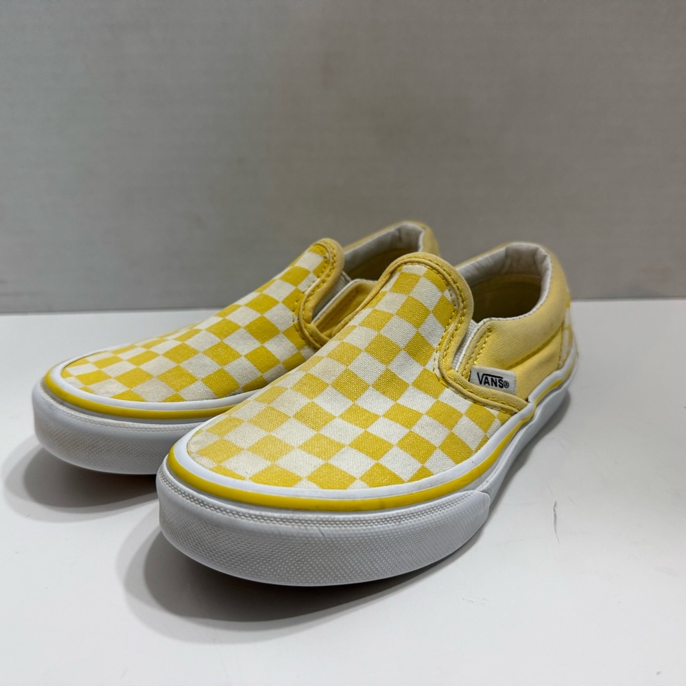 Vans Kids Yellow Checkered Slip-On Sneakers